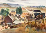Barse Miller, Landscape in Culver City, watercolor on paper