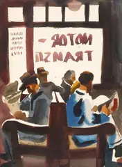Rex Brandt, Motor Transit Station, 1941, watercolor and pencil on paper