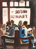 Rex Brandt, Motor Transit Station, 1941, watercolor and pencil on paper