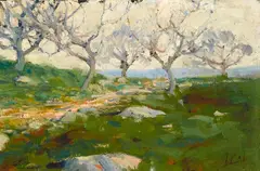 Orchard by Richard Schmid, oil on Masonite, offered Nov 2021