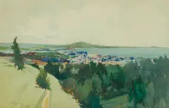 Francis McComas, City by the Sea, 1898, gouache, watercolor and graphite on paper