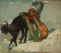 Arthur Frank Mathews, Sea Centaur and Mermaid, oil on canvas