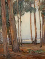 Peter Nielsen, Eucalyptus Grove, oil on canvas affixed to board