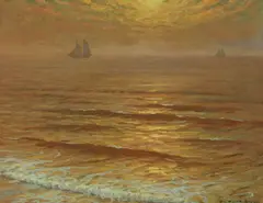 In Golden Mist by Frank Cuprien, oil on board, sold Aug 2021