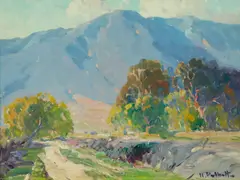 Abandoned Road by Hanson Puthuff, oil on canvas affixed to board, sold Aug 2021