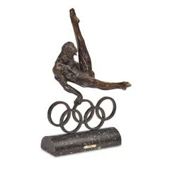 The Gymnast by Richard MacDonald, 1984, bronze with dark brown patina, sold Aug 2021
