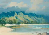 Lloyd Sexton, Jr., Beach and Mountains, Haena, Kauai, 1976, oil on canvas