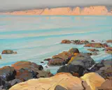 Alfred R. Mitchell, Quiet Sea (La Jolla Cliffs), oil on canvas