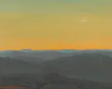Granville Redmond, Moon at Dusk, oil on canvasboard