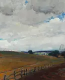 Arthur Hill Gilbert, Open Fields and Passing Clouds, thought to be Monterey, oil on canvas
