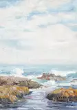 Joseph Kleitsch, Laguna Coastal Scene, oil on canvas affixed to Masonite