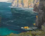 William Posey Silva, Cliffs by the Sea, oil on canvas affixed to board