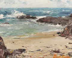 Corona Del Mar by Burt Procter, oil on canvasboard, sold Apr 2021