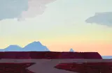 Conrad Buff, Sunset Landscape, oil on paper affixed to board
