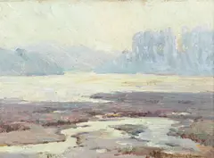 Reflection on the Marsh by Benjamin Brown, oil on board, sold Apr 2021