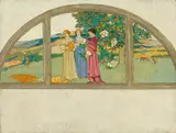 Lucia Kleinhans Mathews, Three Women Standing in a Window (The Three Graces), oil on canvas