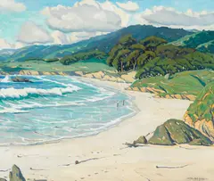 Arthur Hill Gilbert, Cypress Point, Carmel Beach, oil on canvas
