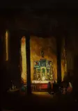 Will Sparks, Interior, San Felipe Mission, New Mexico, oil on canvas