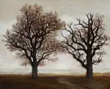 Gilbert Munger, Barbizon Trees in Winter, oil on canvas