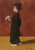 Theodore Wores, The Little Tea Girl, oil on board