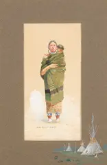 Olaf Carl Seltzer, Squaw and papoose, watercolor and graphite on paperboard heightened with white