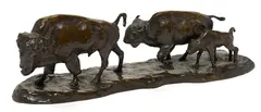 Nature's Cattle by Charles Marion Russell, 1911, bronze with brown patina, sold Feb 2021