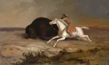 A. D. M. Cooper, Buffalo Hunt, 1889, oil on canvas laid to canvas
