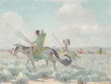 W. Herbert Dunton, Blackfeet Indians moving to the Buffalo Range, circa 1916-1920, oil on canvas