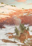 Carlos Vierra, After the Hunt, oil on canvas laid to board