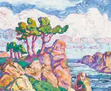 Birger Sandzén, Coastal landscape with cliffs and cypress