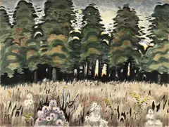 Charles E. Burchfield, Trees in Meadow, 1951-56, watercolor and pastel on paper