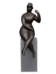 Elie Nadelman, Seated Woman with Raised Arm (Circus Woman), circa 1926, bronze with brown patina
