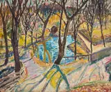 Alfred Maurer, Early Landscape, circa 1912, oil on board