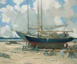 Walter Farndon, Marshals Boatyard, Port Washington, oil on canvas