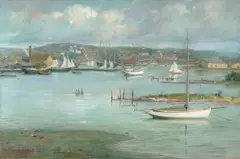 Charles Abel Corwin, Inner Harbor, Gloucester, oil on canvas