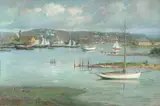 Charles Abel Corwin, Inner Harbor, Gloucester, oil on canvas