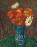 William James Glackens, Flowers on a Garden Chair
