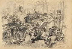 John Sloan, Harmony, 1906, charcoal, graphite, and ink on paper laid down on board