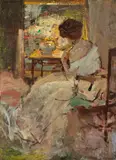 Richard Edward Miller, Woman in a White Dress (Lady in a White Evening Gown), circa 1904-08, oil on canvas