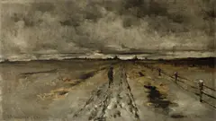 Road Scene, Cincinnati by John Henry Twachtman, 1878, oil on canvas, sold Nov 2021