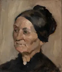 William Merritt Chase, Head of an Old Woman, 1881, oil on board laid down on panel