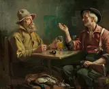 Abbott Fuller Graves, A Tavern Conversation, oil on canvas