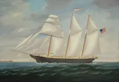 The American Schooner Mary Lucretia by Charles S. Raleigh, 1878, oil on canvas, sold Nov 2021