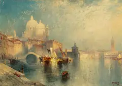 Venetian Scene by Thomas Moran, 1896, oil on canvas, sold Nov 2021