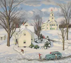 Everett Warner, New England Pastime, circa 1948, oil on Masonite