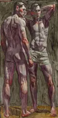 Mark Beard, Untitled (Two Standing Men), circa 2004, oil on canvas