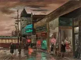 Aaron Bohrod, Street Car Riders, 1950, oil on panel