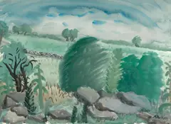Spring Landscape by Milton Avery, 1941, watercolor and gouache on paper, sold May 2021