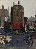 Alfred S. Mira, New York City View, circa 1925, oil on canvasboard