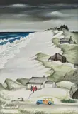 Edna Eicke, Selling Real Estate by the Beach, circa 1946-49, gouache on board